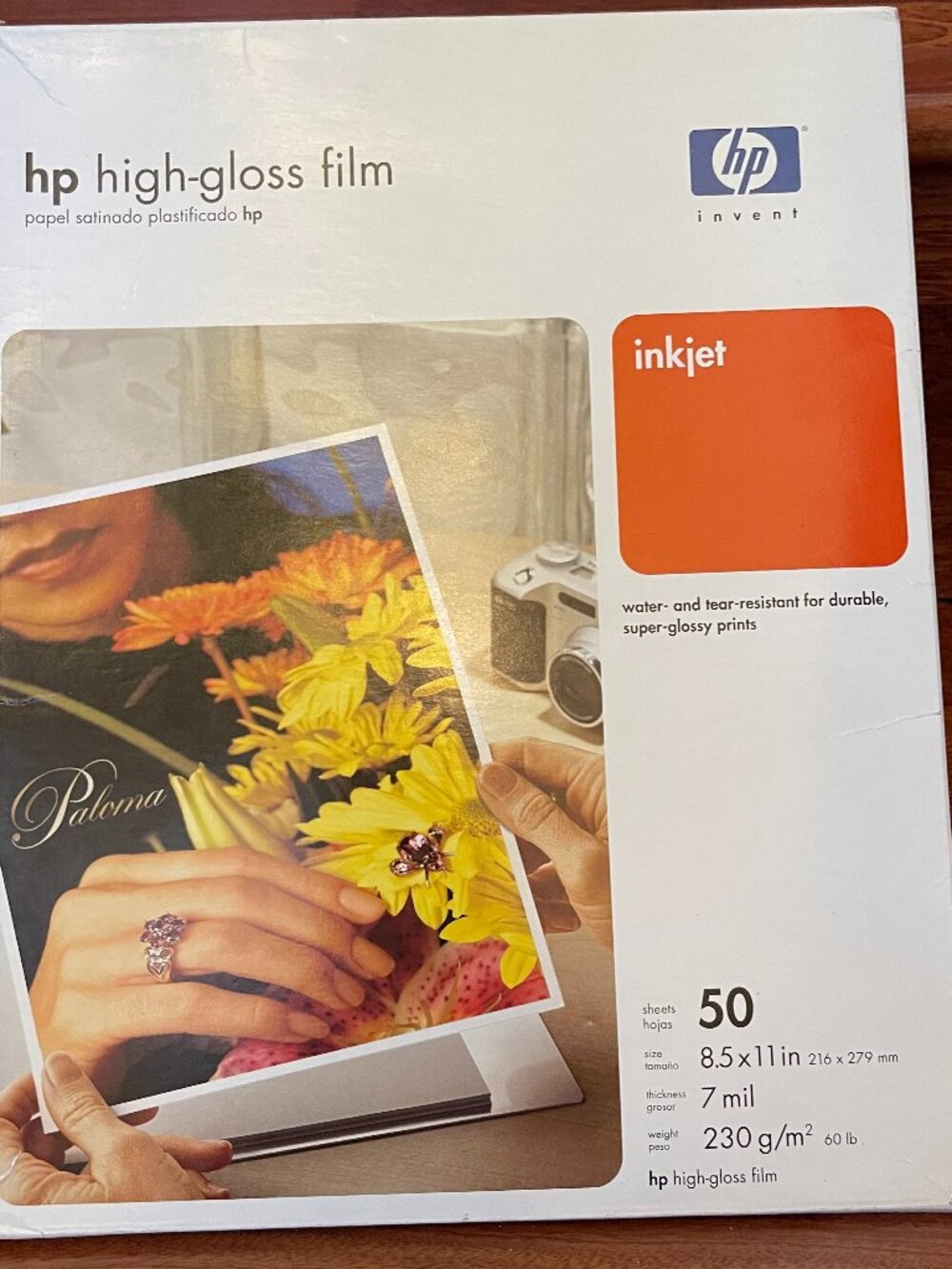 HP 8.5""x 11" High-Gloss Film Photo Paper, Ink Jet: New 50 & Extra 15 Sheets